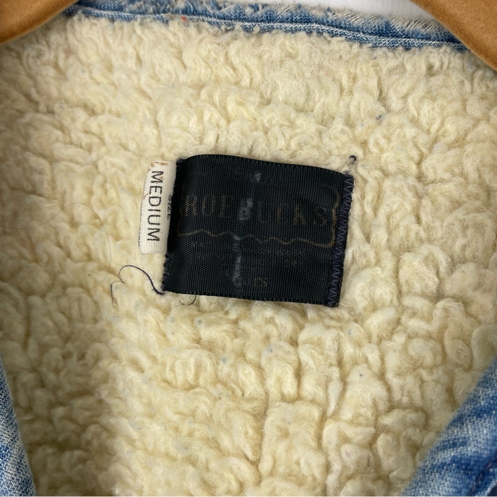Vintage 70s Sears Roebucks Western Wear Denim Vest Sherpa Lined Sz Medium - Picture 4 of 13